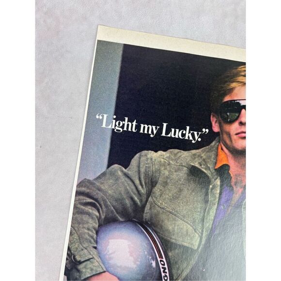 Vintage Lucky Strike Cigarettes Light My Lucky Vintage 1984 Magazine Ad - Picture 2 of 6